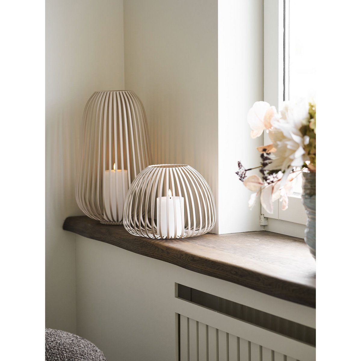 Stoense Lantaarn, metaal, beige, ø24,5x40 cm