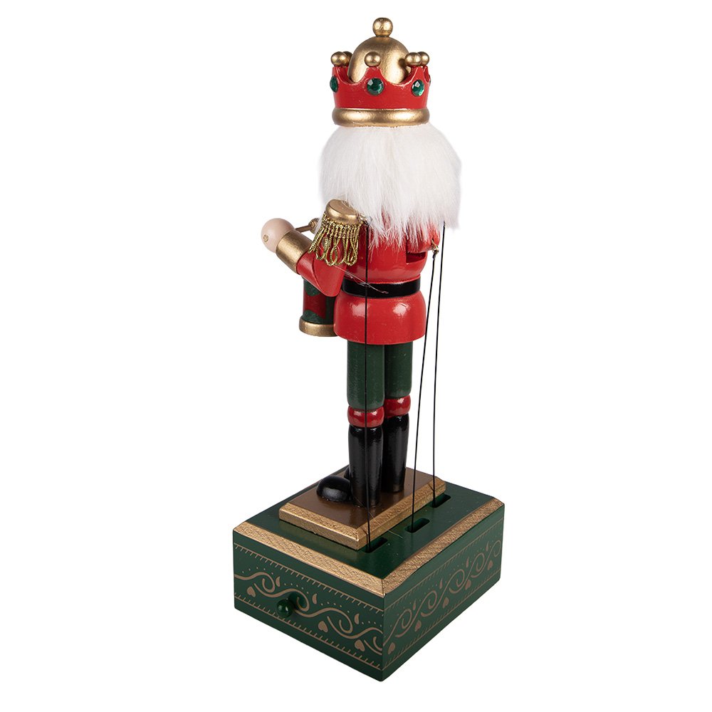 Muziekdoos notenkraker 30 cm groen hout