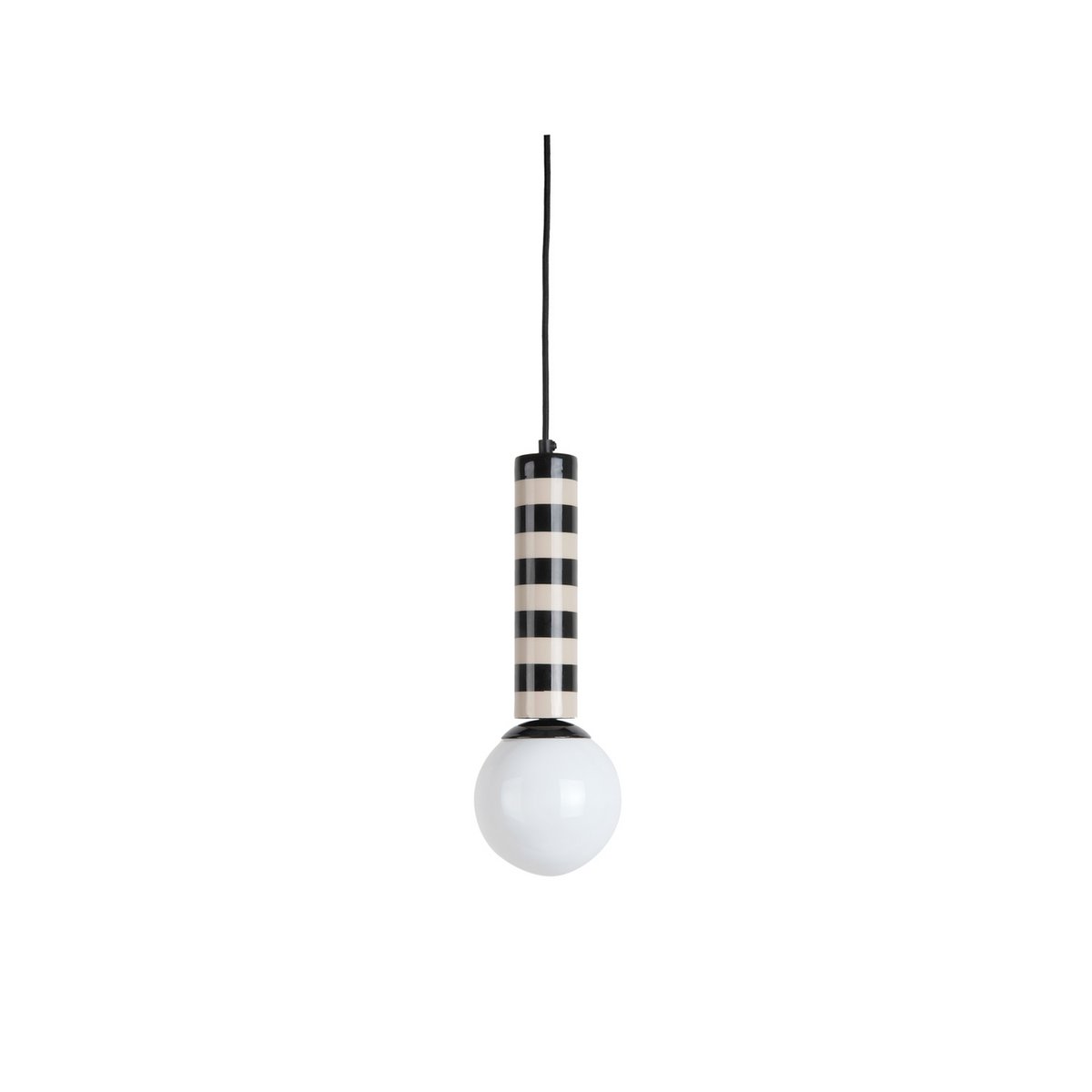 Hanglamp gestreept grijs ijzer 12x12x38 cm