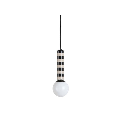 Hanglamp gestreept grijs ijzer 12x12x38 cm