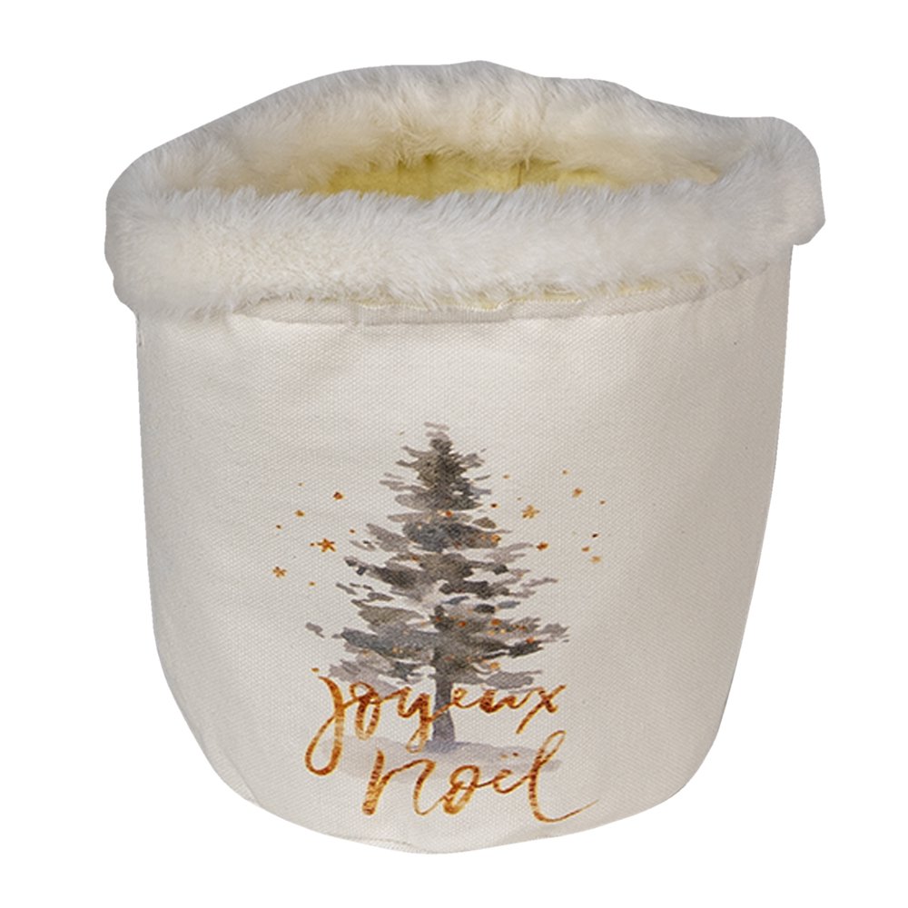 Storage basket Ø 15x15 cm White Brown Synthetic Christmas Tree Basket