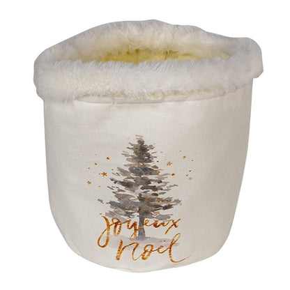 Storage basket Ø 15x15 cm White Brown Synthetic Christmas Tree Basket