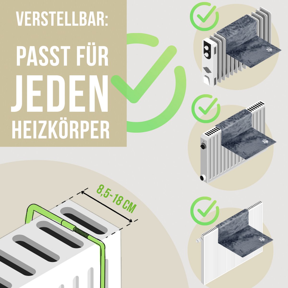 Katten radiatorbed hangmat 43x30x25 cm pluche grijs
