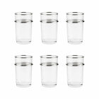 Theebekers glas 175 ml zilveren rand 6 stuks