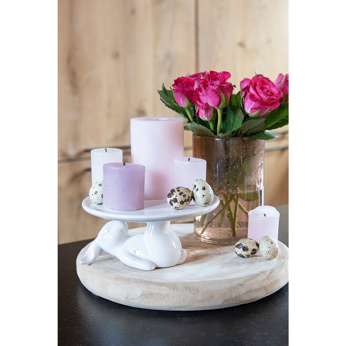 Tealight holder Ø 10x15 cm Pink Glass Tealight holder