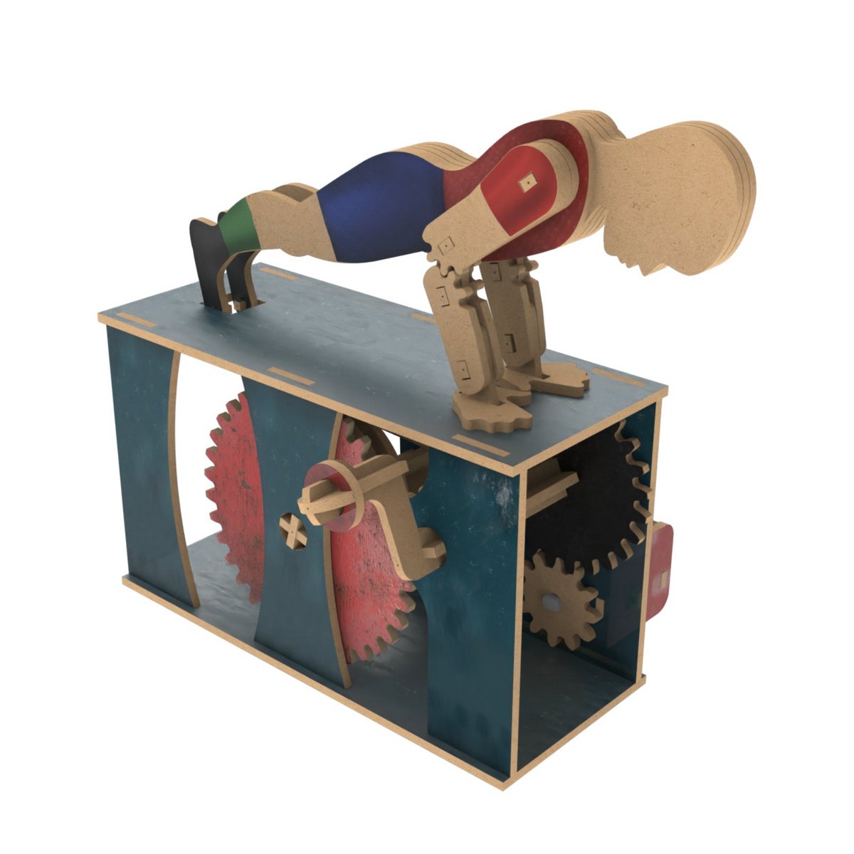 Ilo Build 3D Mechanical Wooden Model Kit Push Up, 0224, 18x11.5x15.5cm