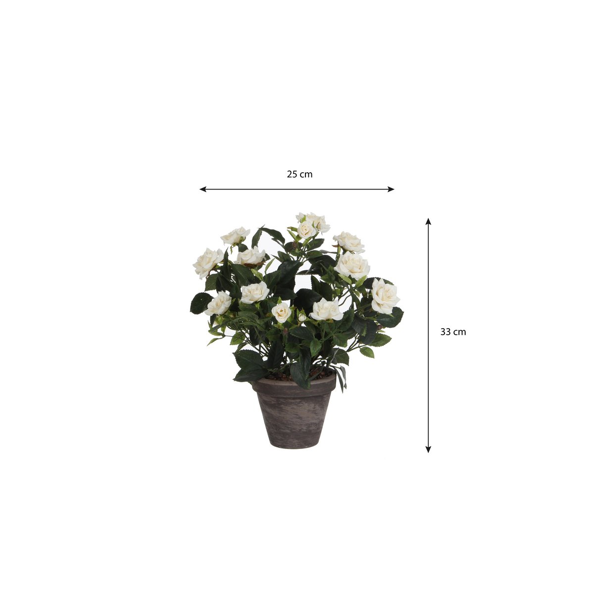 Kunstplant rozenstruik wit 33 cm