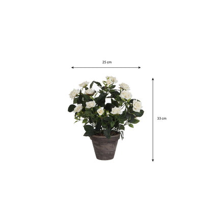 Kunstplant rozenstruik wit 33 cm