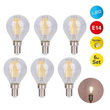 LED filamentlamp E14 4W helder 6-set