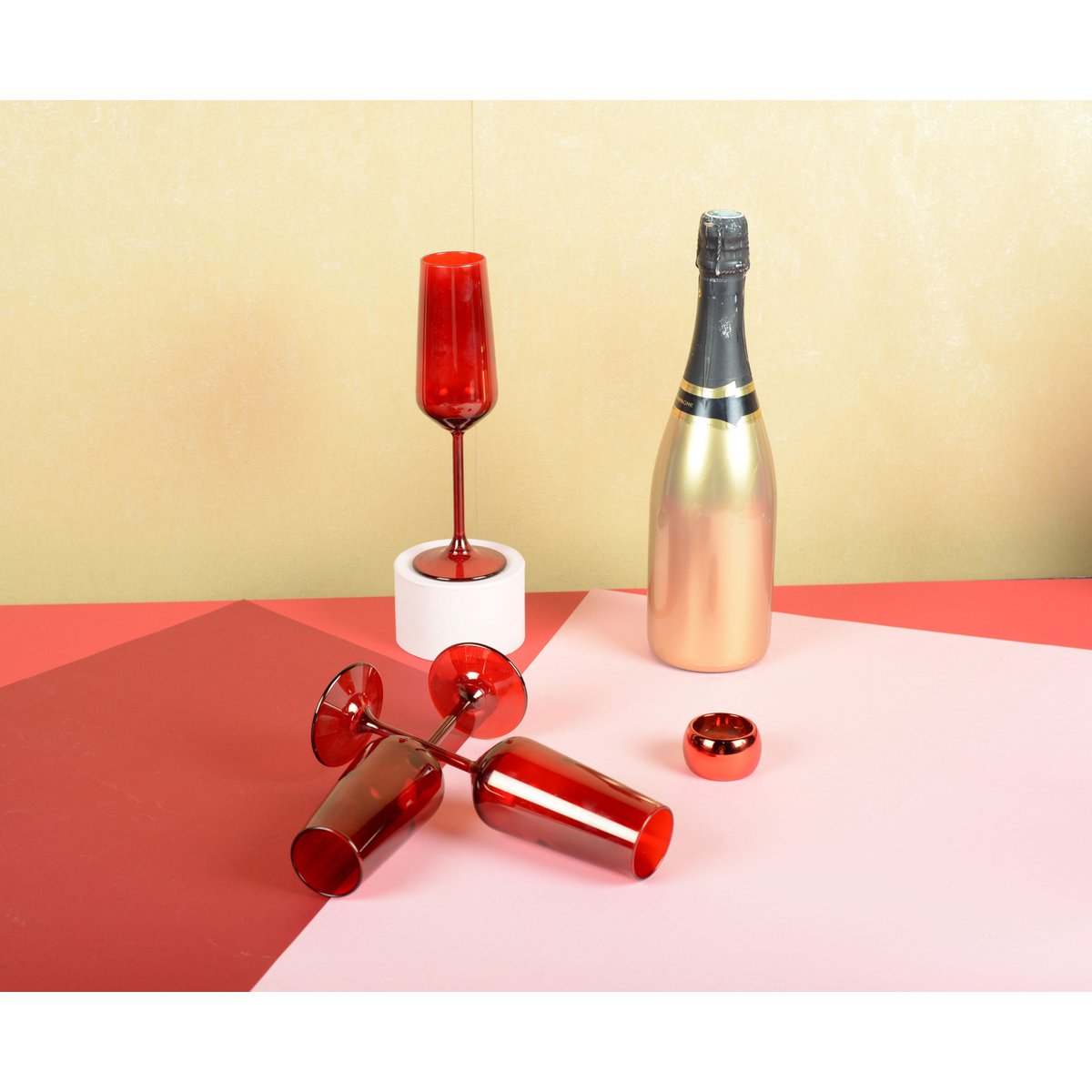 Champagne fluiten rood set van 6