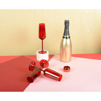 Champagne fluiten rood set van 6