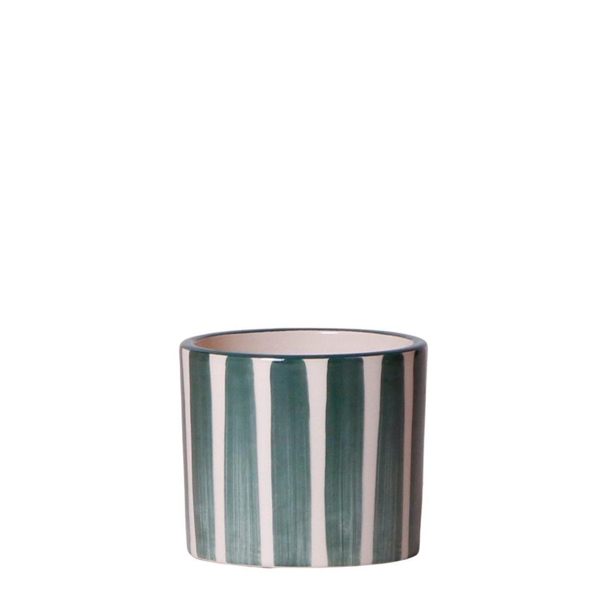 Ceramic decorative pot with stripe - Green - Ø6 cm