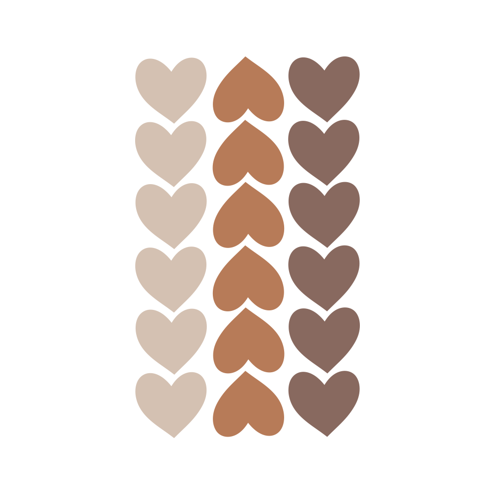 Muursticker hartjes 4x5 cm vinyl bruin beige