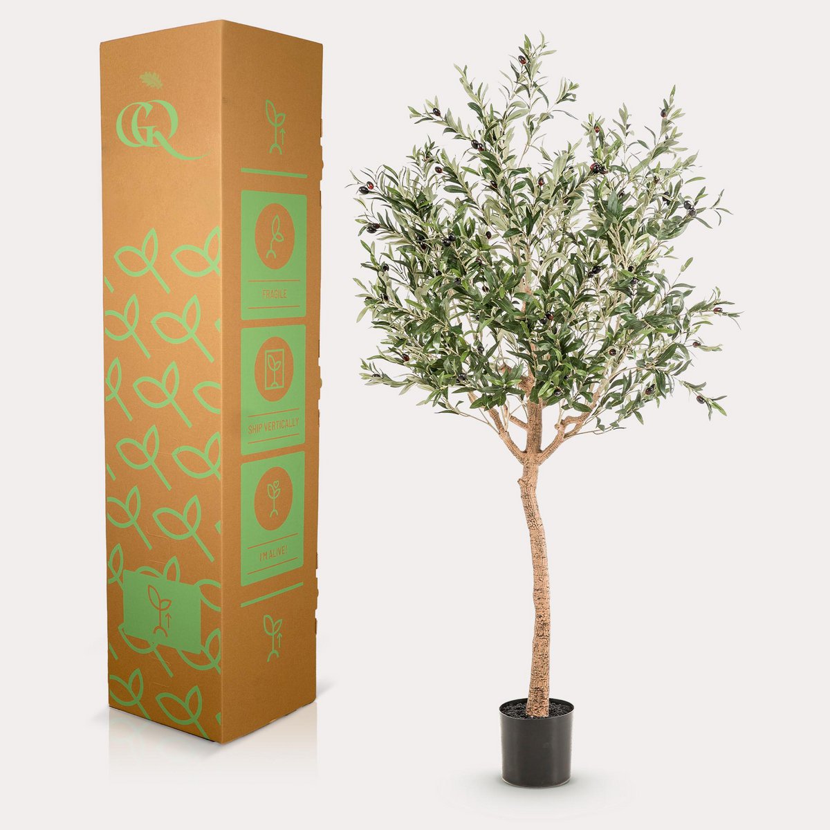 Kunst Olijfboom 180 cm groen zilver