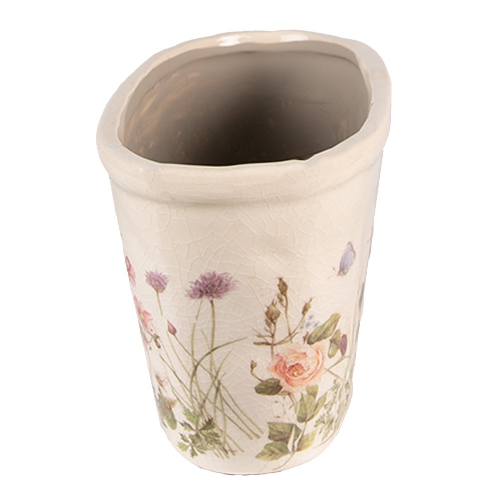 Bloempot 23x10x11 cm roze beige keramiek