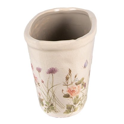 Bloempot 23x10x11 cm roze beige keramiek