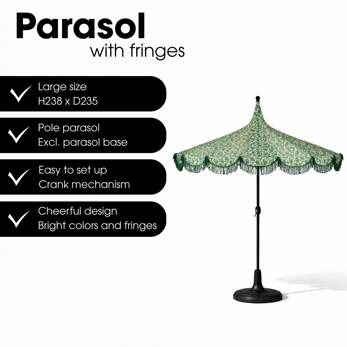 Parasol 235 cm donkergroen polyester