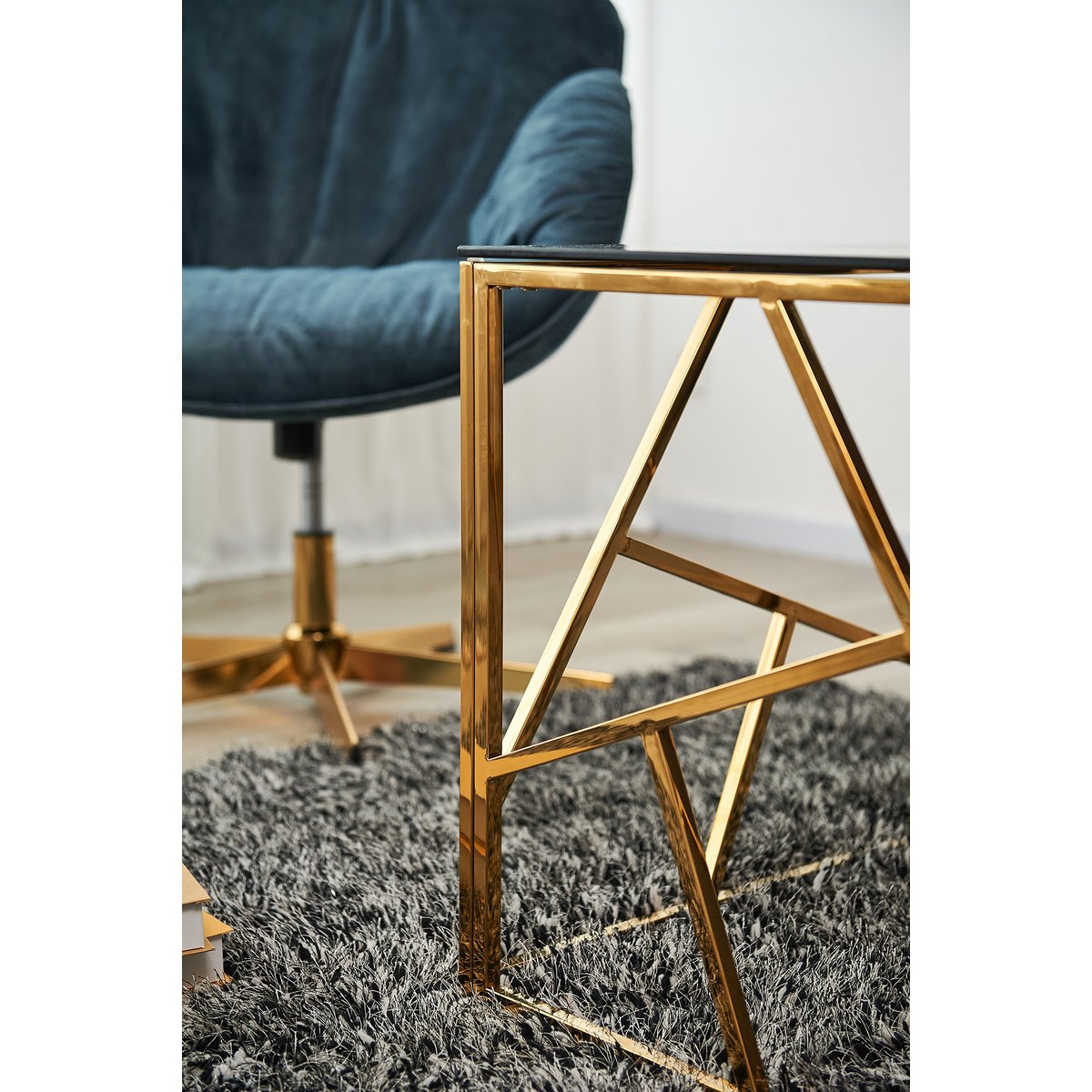 Bijzettafel 55x55x55 cm goud grijs glas metaal