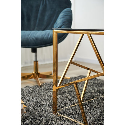 Bijzettafel 55x55x55 cm goud grijs glas metaal
