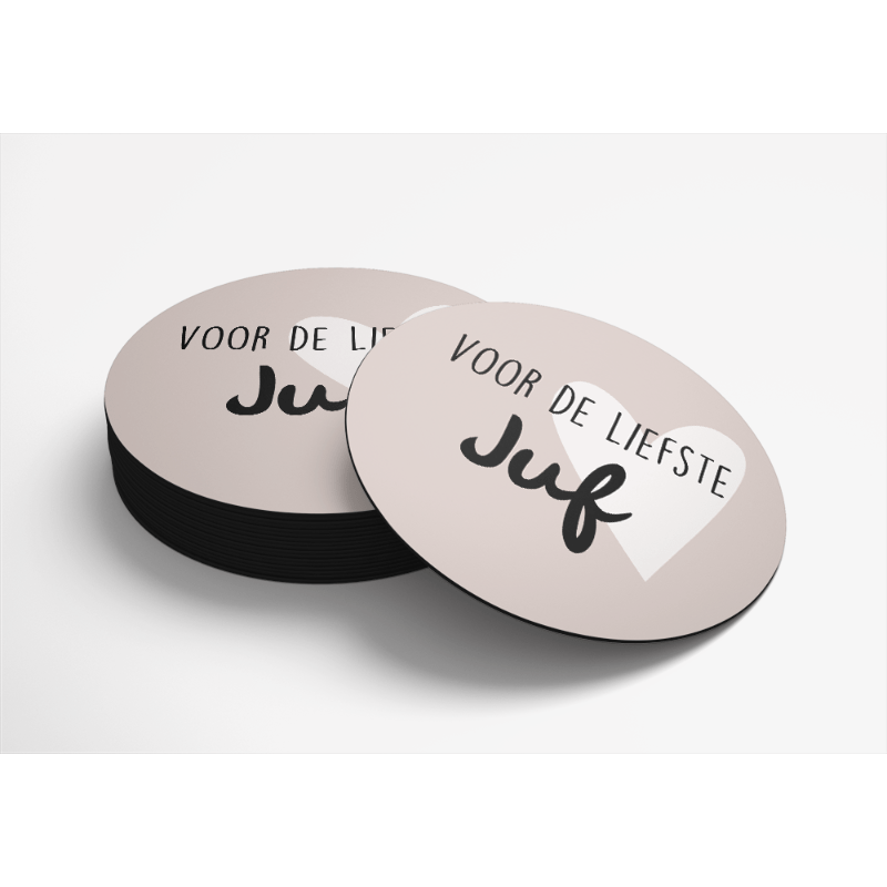 Minicirkel 9 cm Dibond onderzetter juf cadeau