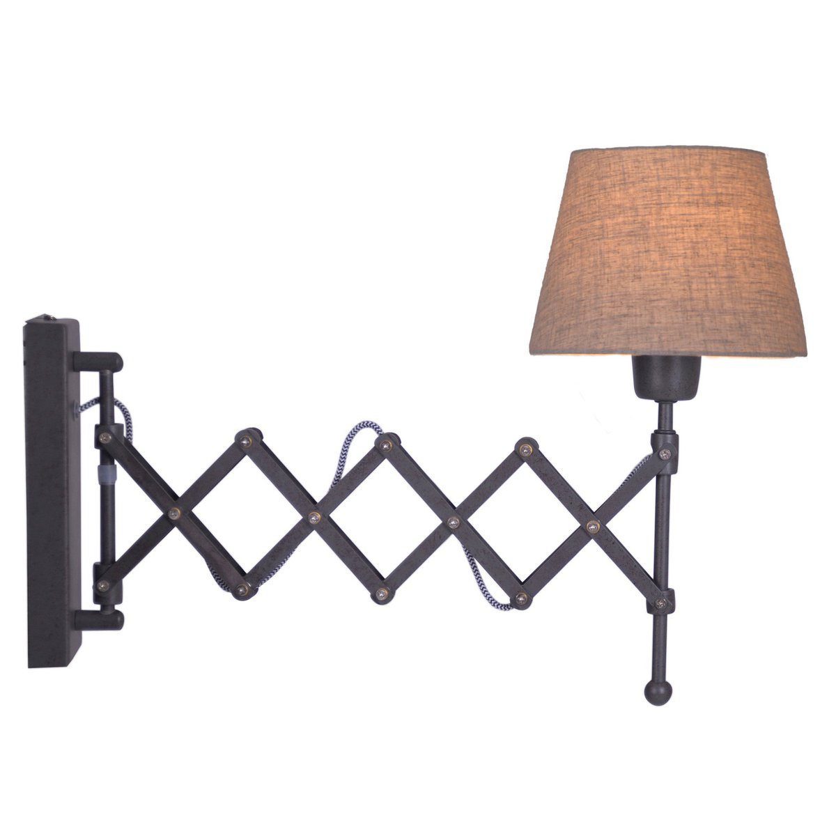 Adrienne Schaar Wandlamp 49 Cm E27 Metaal Textiel Bruin