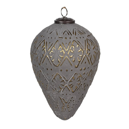Kerstbal 15 cm grijs glas