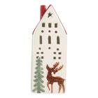 Decoration House with LED 7x6x19 cm White Ceramic