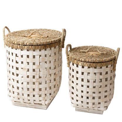 Wasmand bamboe met deksel 40 cm of 52 cm