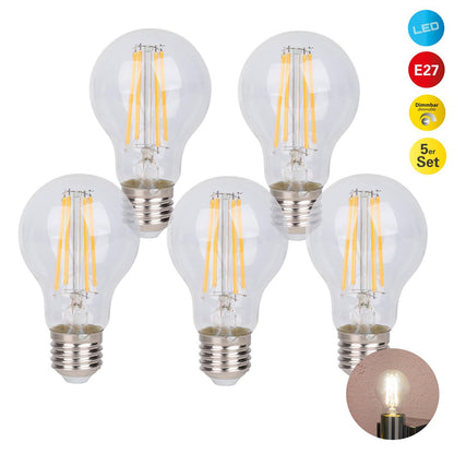 LED filamentlamp E27 8W helder metaal glas 6 cm