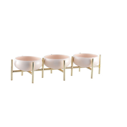Aperitiefschaal 3 compartimenten beige goud