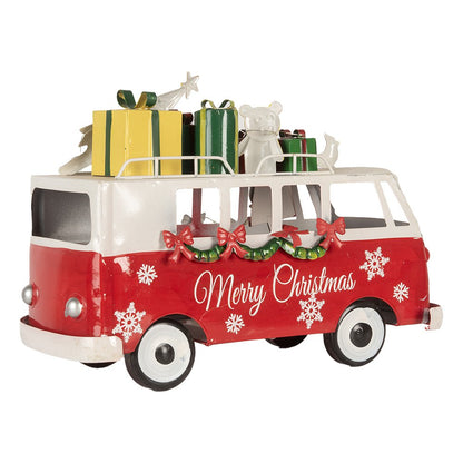 Kerstdecoratie met LED-verlichting Bus 31x15x21 cm Rood Metaal