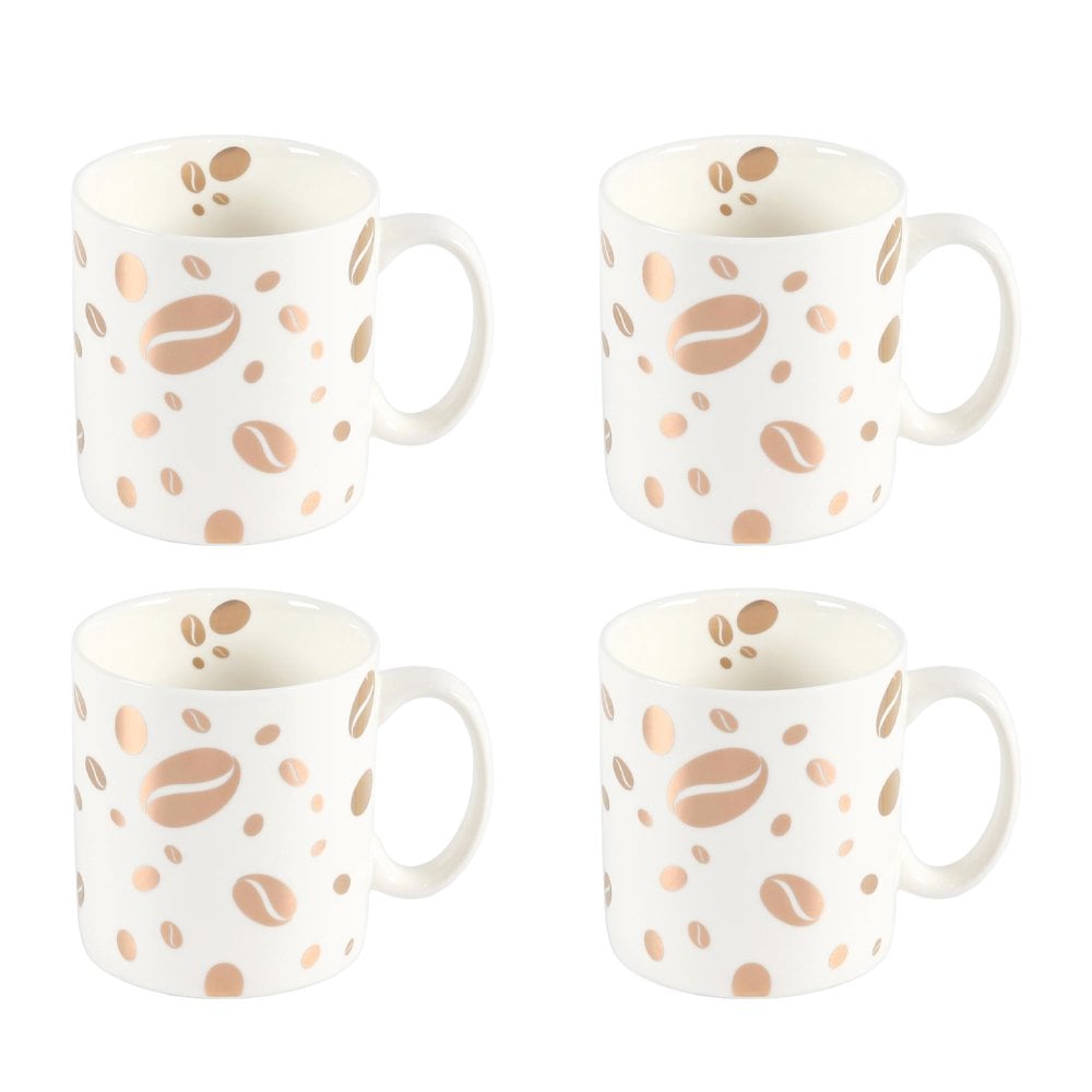 Koffiemokken set van 4 wit goud 360 ml