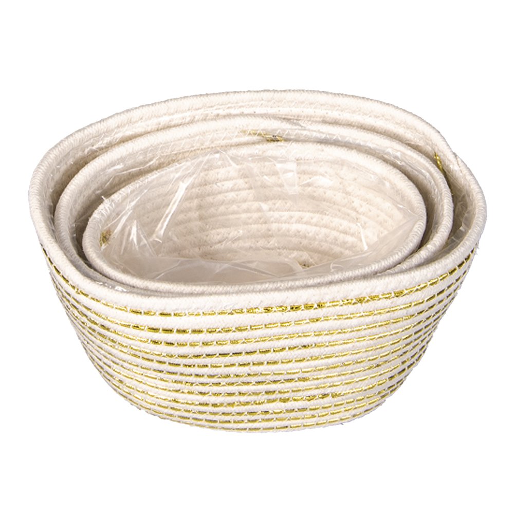 Opbergmand set van 3 wit touw