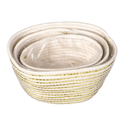 Opbergmand set van 3 wit touw