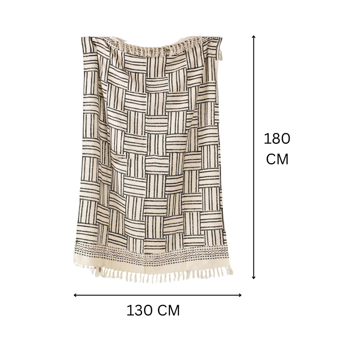 Plaid 120x180 cm katoen zwart beige