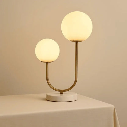 Tafellamp marmer goud matglas 27x45 cm