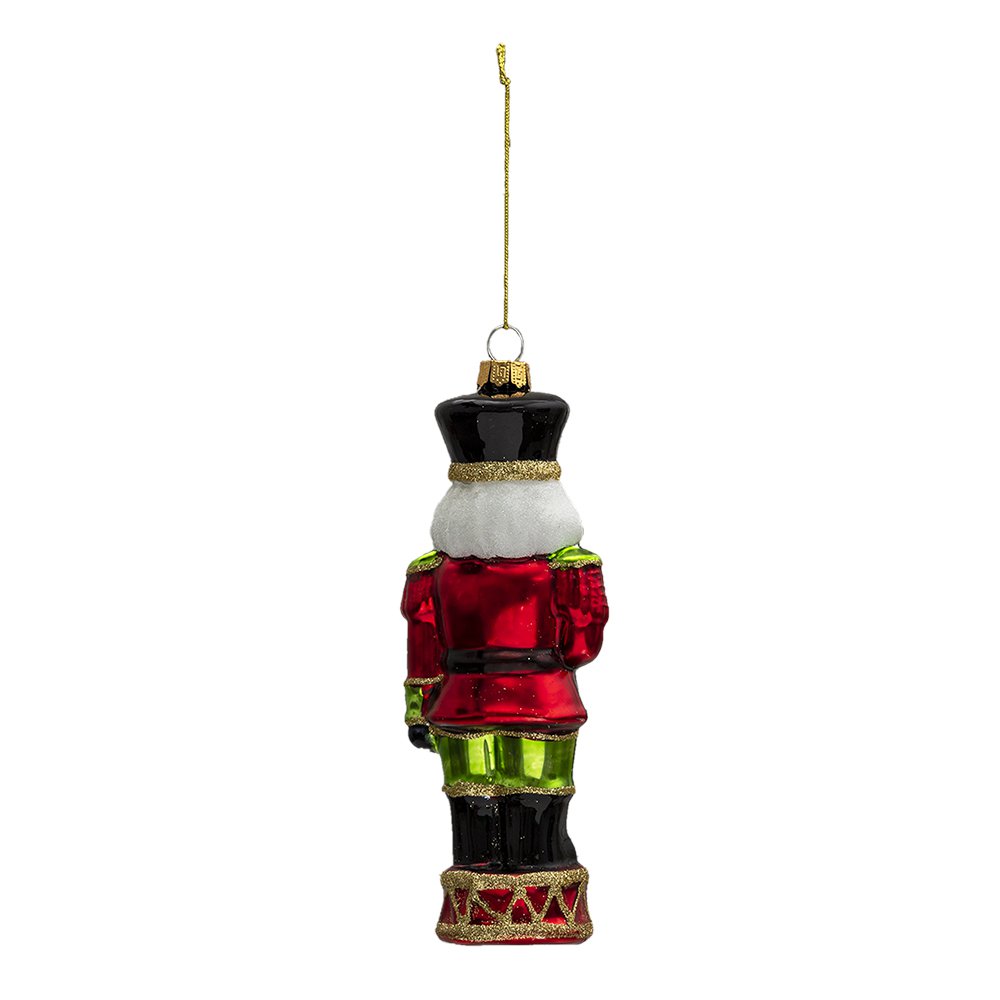 Kersthanger notenkraker 17 cm rood groen glas