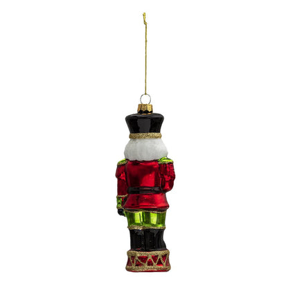 Kersthanger notenkraker 17 cm rood groen glas