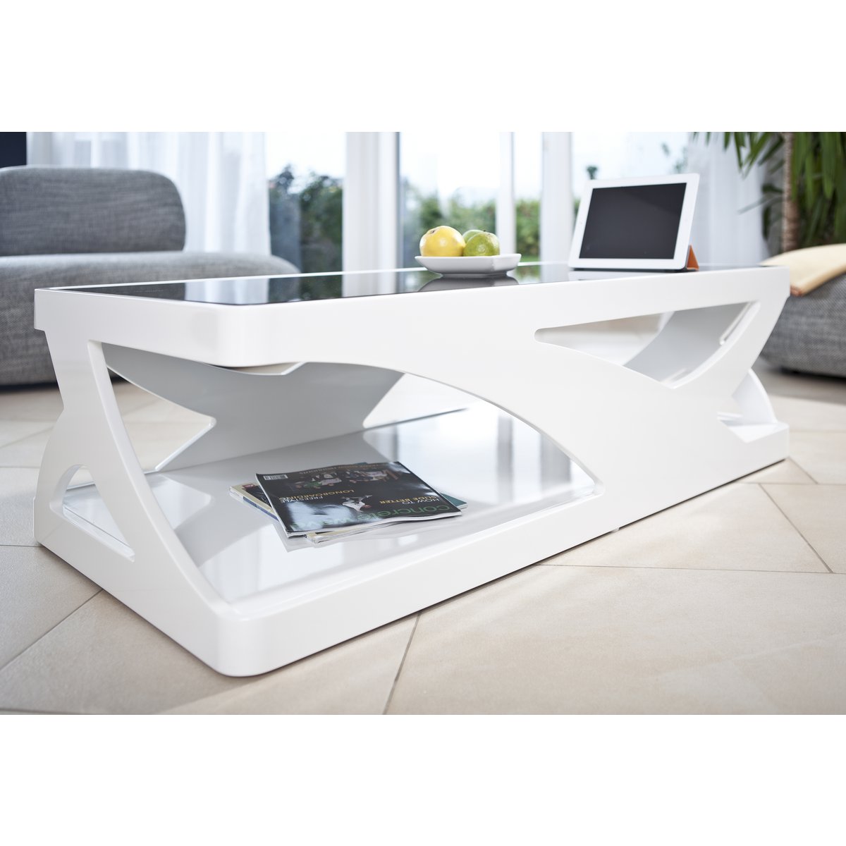 Salontafel 120x60x38 cm wit zwart MDF