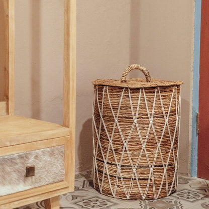 Laundry Basket With Lid KISA Made of Environmentally Friendly Banana Fibre