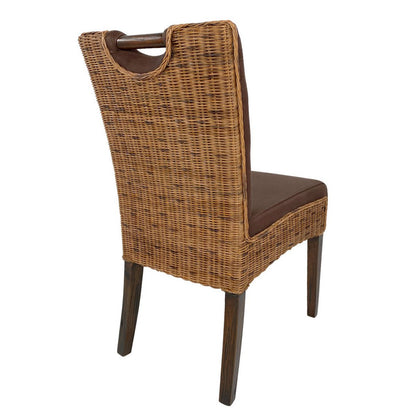 Rattan Eetkamerstoelen Set Van 4 Prairie Bruin Gestoffeerd