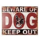 Tekstbord 25x20 cm ijzer rood beige hond