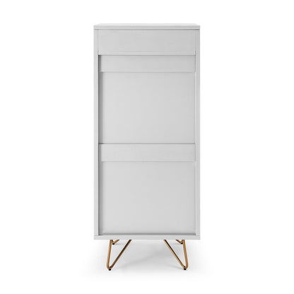 Ladekast 45x40x110 cm wit goud met spiegel