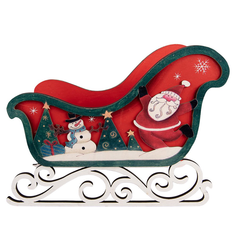 Decoratieslee hout rood 24x20x32 cm