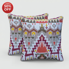 Kussensloop 45x45 cm katoencanvas tribal patroon set van 2