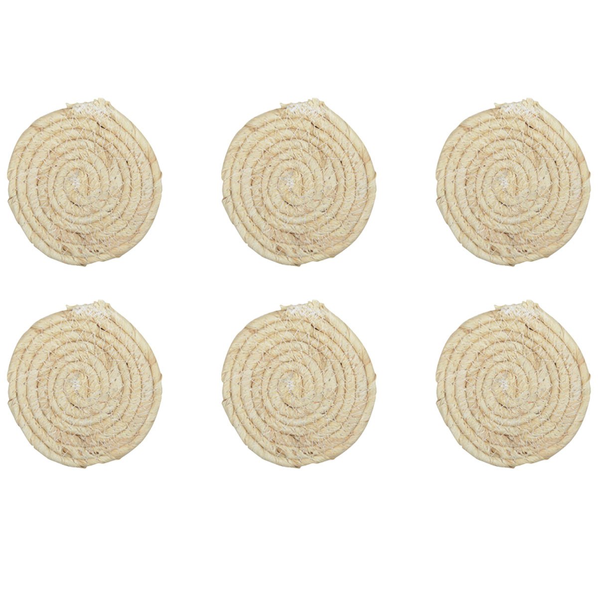 Onderzetters touw set van 4 beige 8x8 cm
