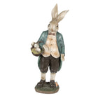 Konijn beeld 38 cm bruin groen polyresin