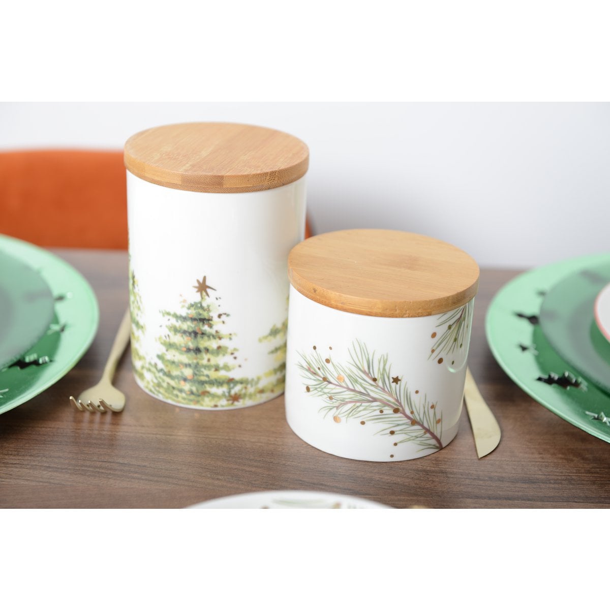 Pot met houten deksel 10x10x9.4 cm glas