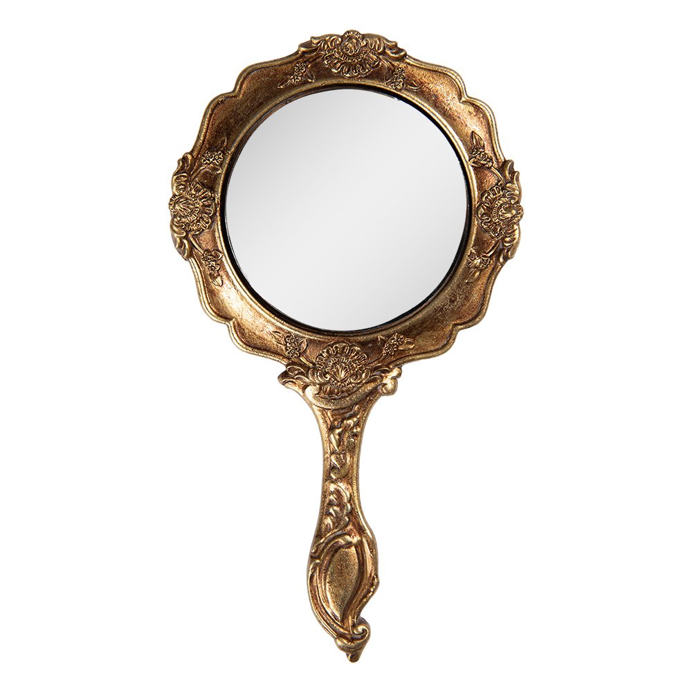 Hand Mirror 10x2x18 cm Gold-colored Plastic