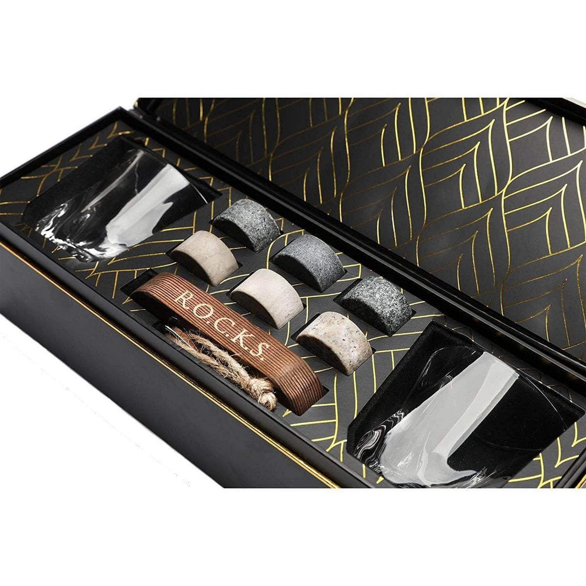 Whiskeyglazen set met granieten stenen